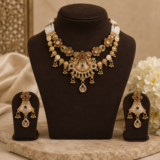 Pastel Meenakari Necklace Set