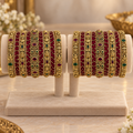 Grand Maroon Stone Traditional Bangle Set