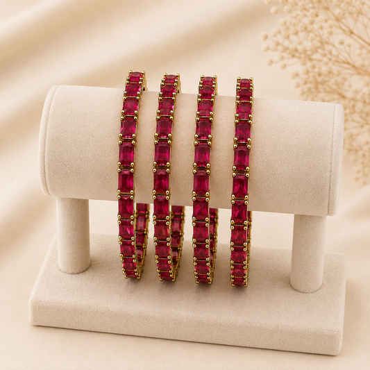 Ruby Radiance Gold-Tone Bangles