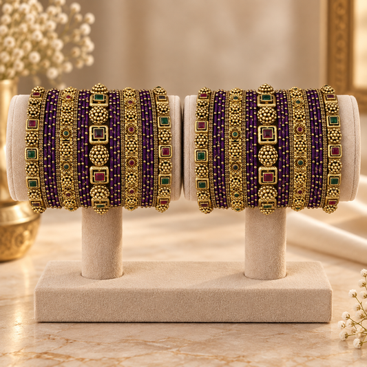 Royal Violet Antique Bangles Set
