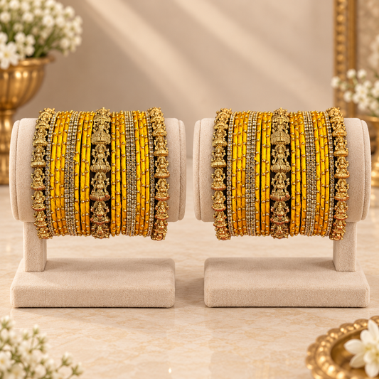 Royal Mustard Lakshmi Thread Bangle Set