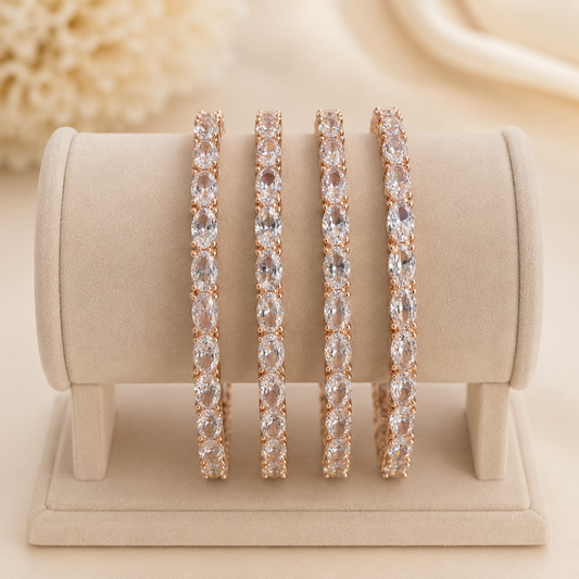 Rose Gold Stone Bangles
