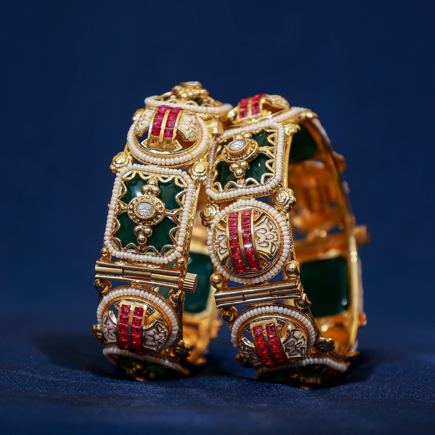 Royal Emerald and Ruby Kundan Kada
