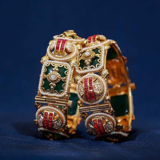 Royal Emerald and Ruby Kundan Kada