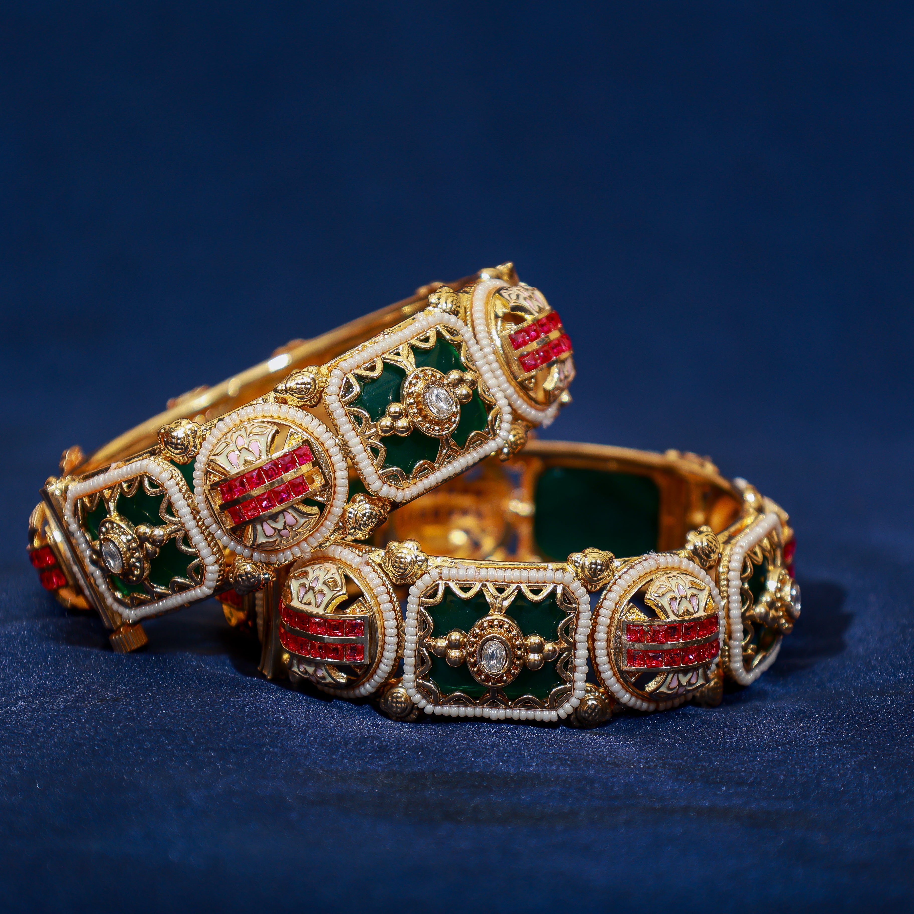 Royal Emerald and Ruby Kundan Kada