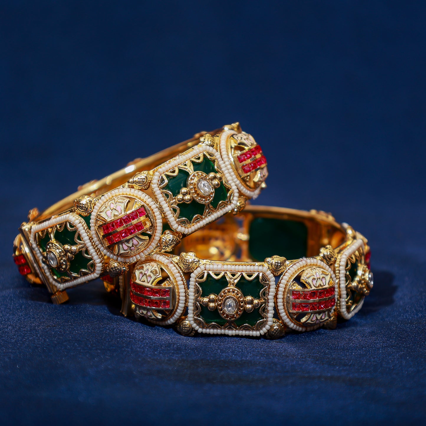 Royal Emerald and Ruby Kundan Kada