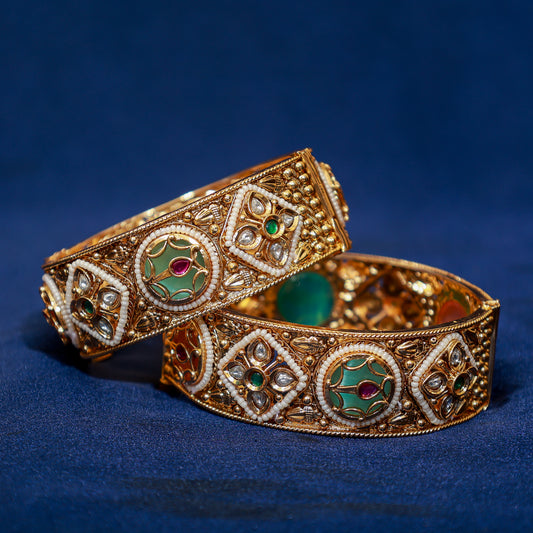 Vintage Jadau Floral Motif Kada