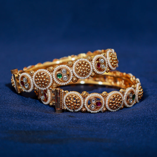 Heritage Polki and Bead Work Kada