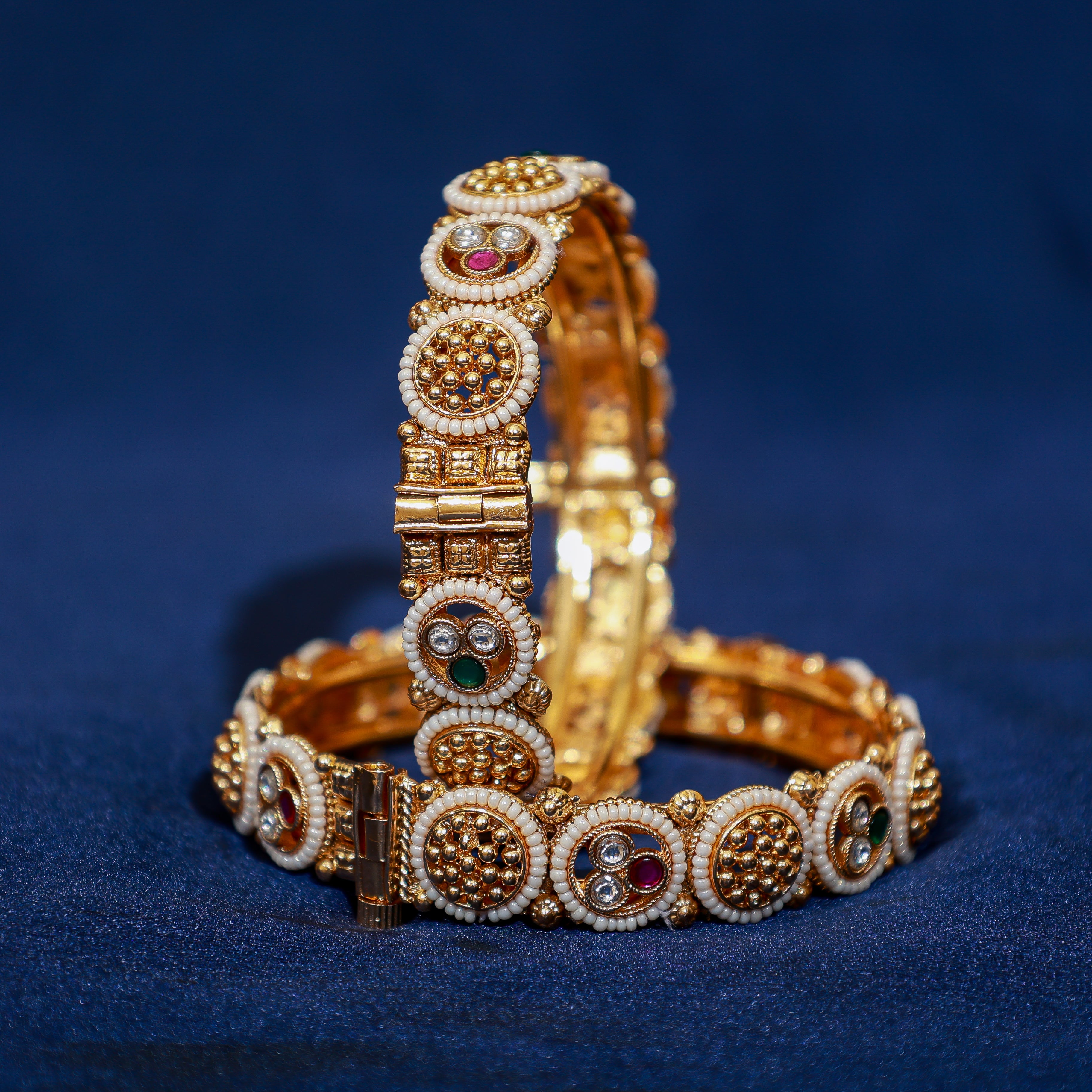 Heritage Polki and Bead Work Kada