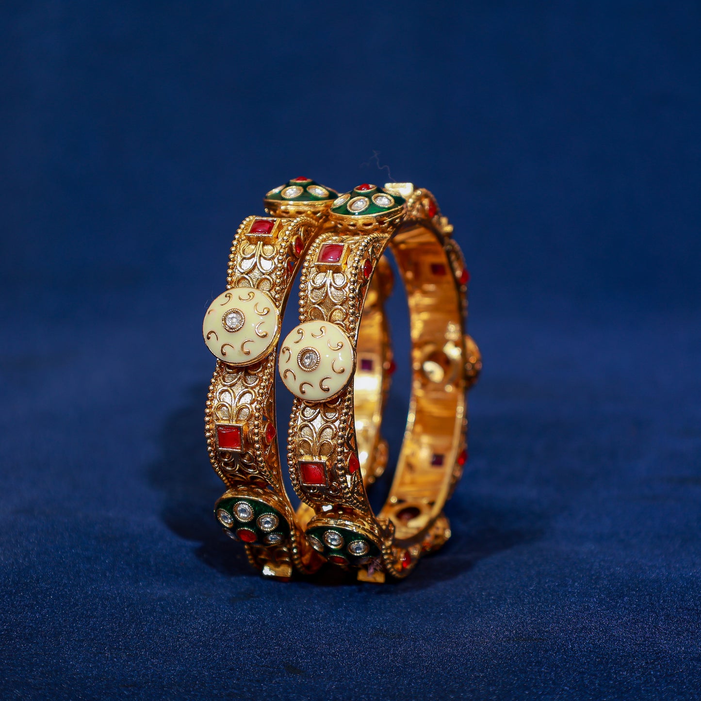 Antique Kundan Cream and Ruby Kada