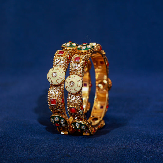 Antique Kundan Cream and Ruby Kada