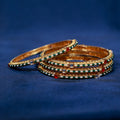 Vibrant Emerald and Ruby Kundan Bangles