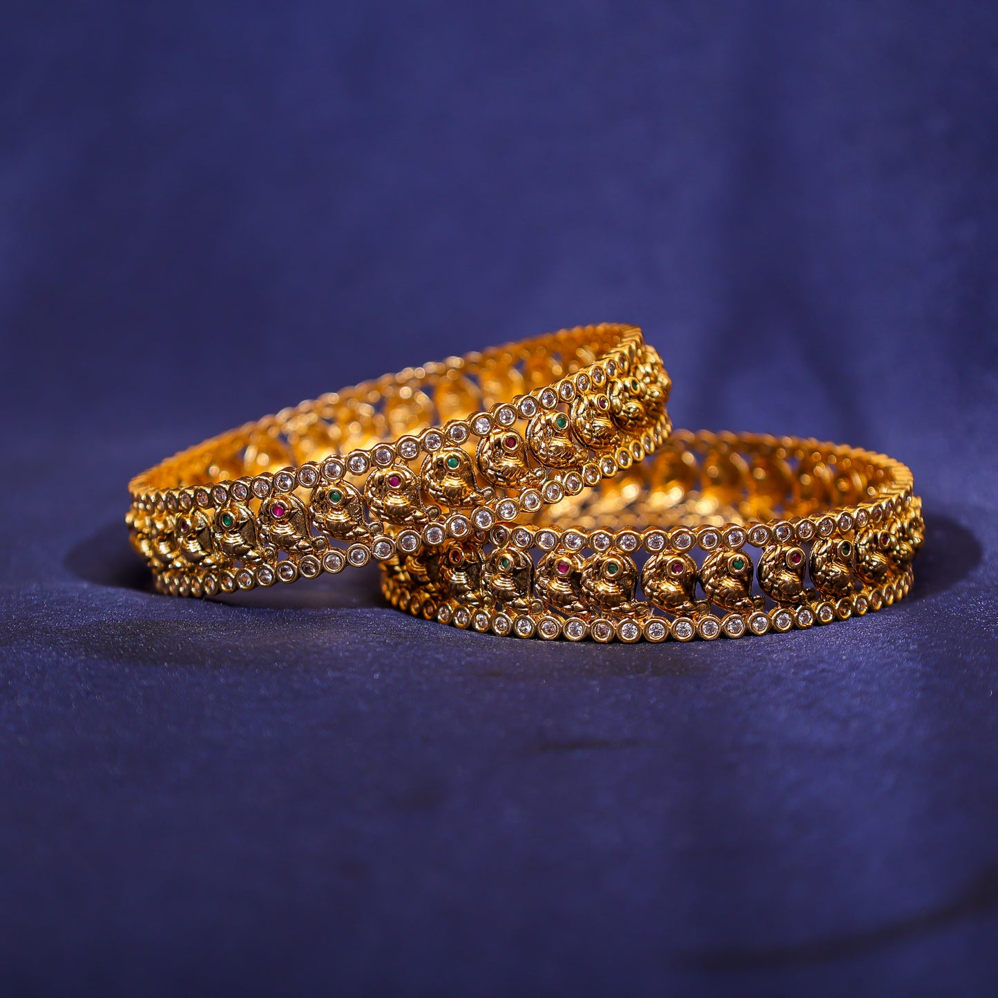 Antique Peacock CZ Kada Set