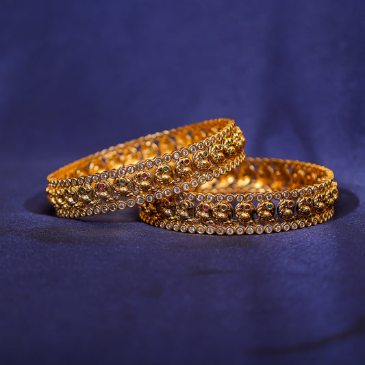 Antique Peacock CZ Kada Set
