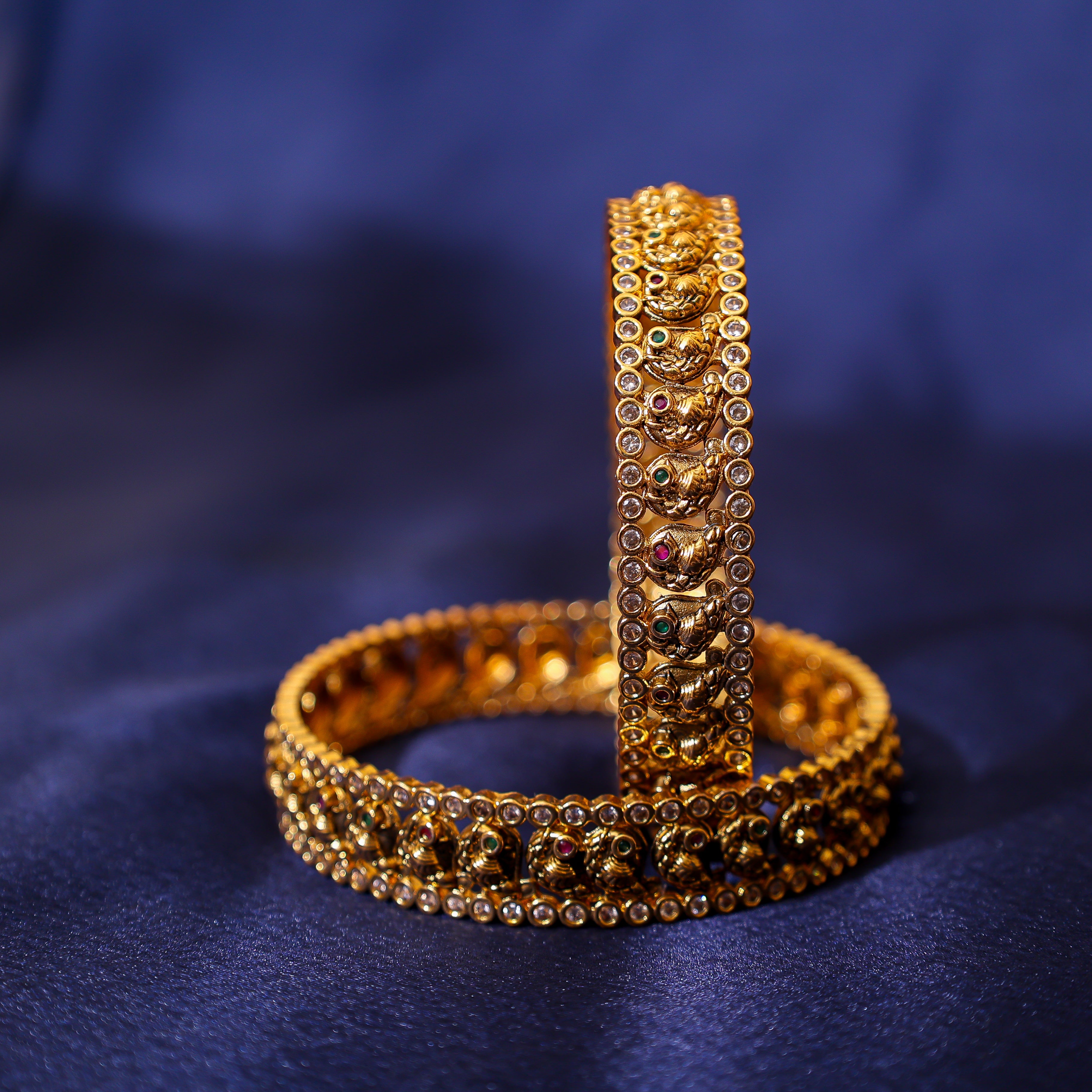 Antique Peacock CZ Kada Set
