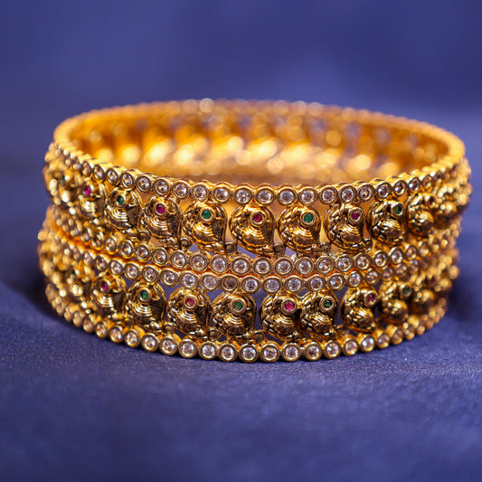 Antique Peacock CZ Kada Set