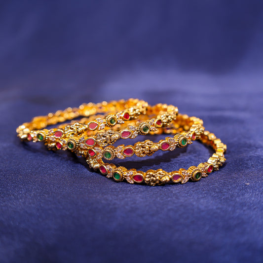 Antique Lakshmi Multi Stone Bangles Set