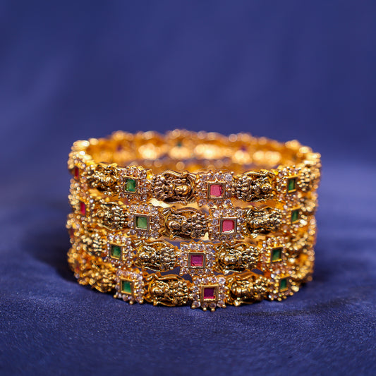 Antique Lakshmi Square Kemp Bangle Set