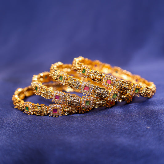 Antique Lakshmi Square Kemp Bangle Set
