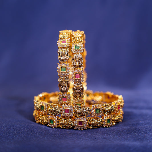 Antique Lakshmi Square Kemp Bangle Set