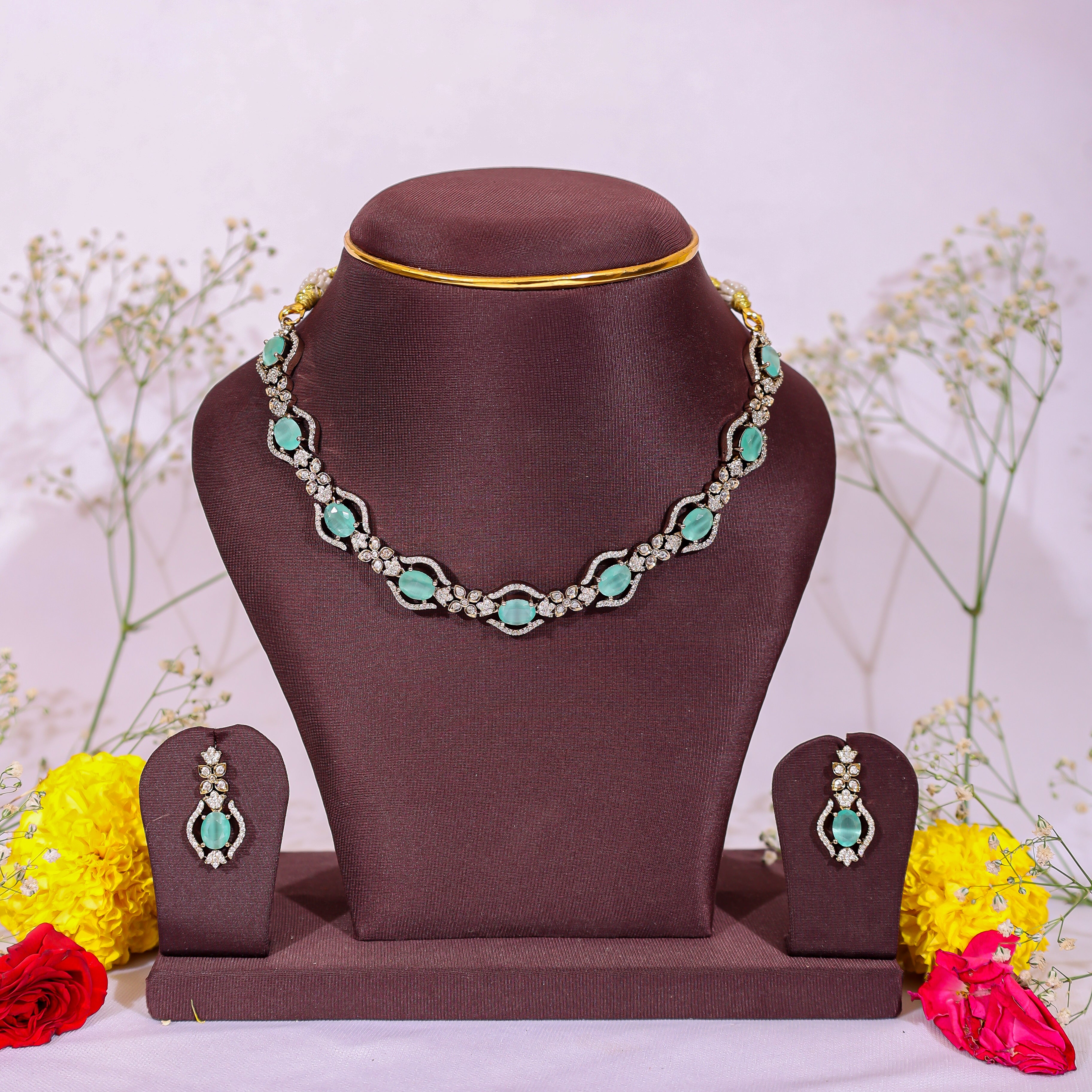 Ishani Mint Stone Set
