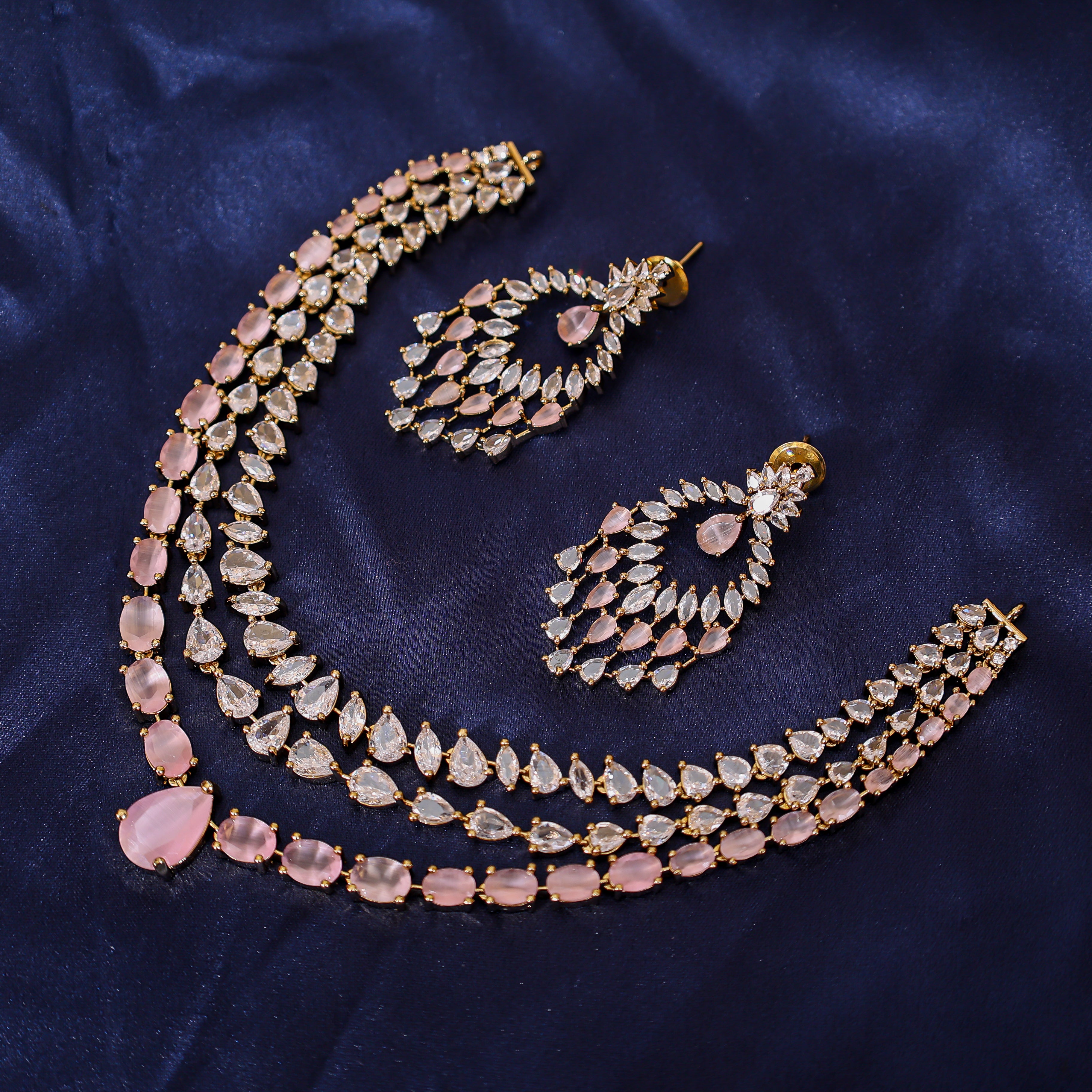 Victorian Pink Three Layer Necklace
