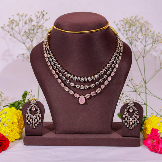 Victorian Pink Three Layer Necklace