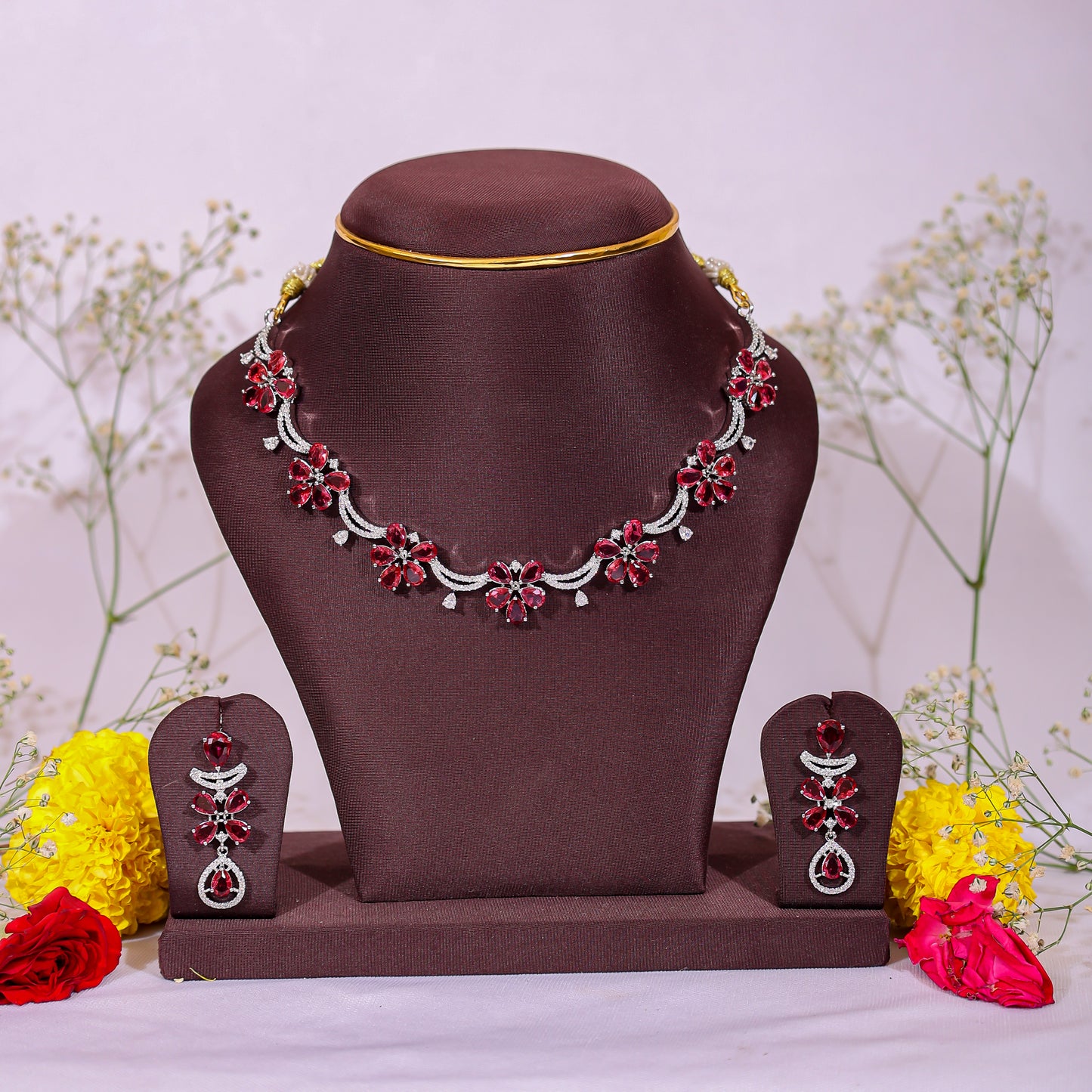 Pink Stone Jewelry Set