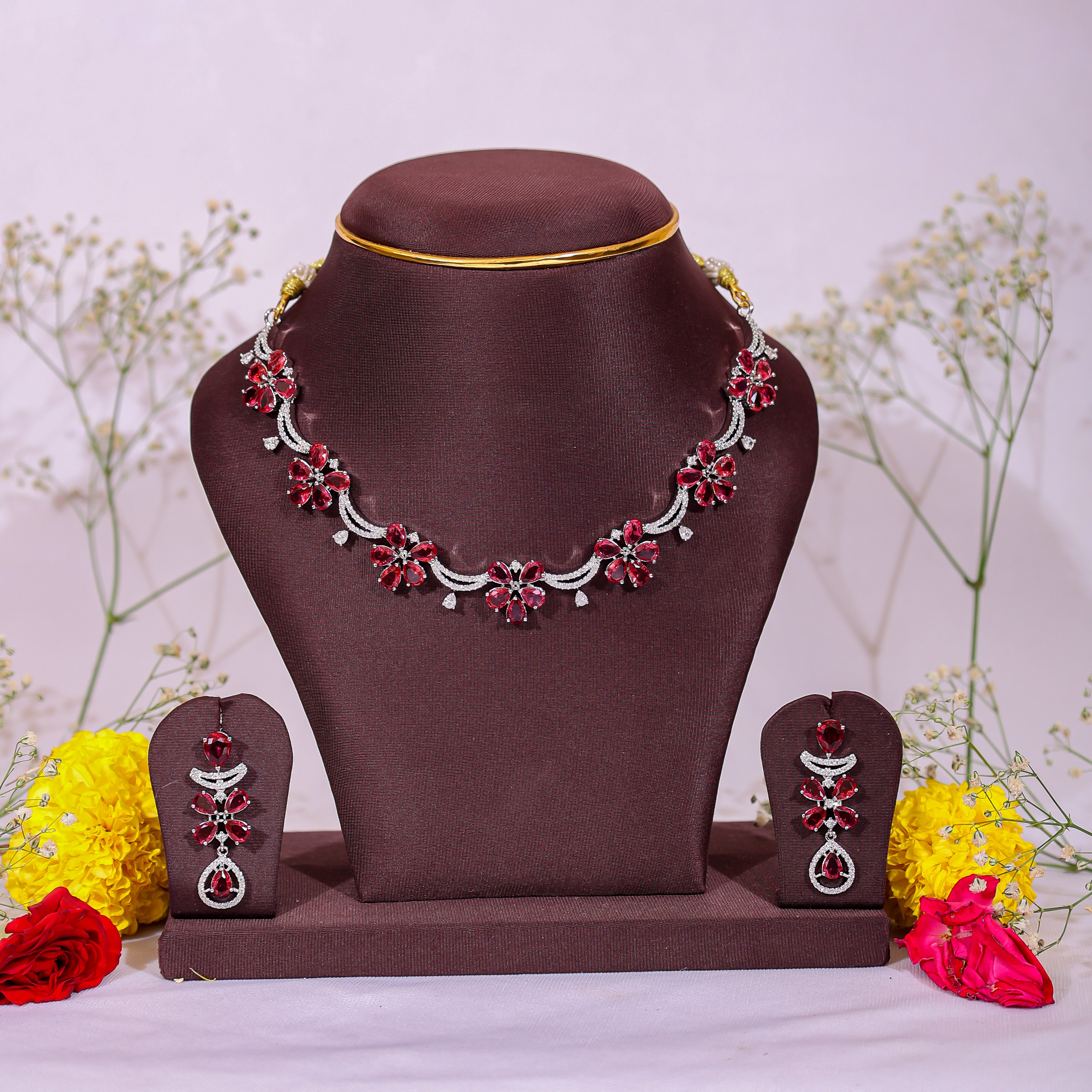 Pink Stone Jewelry Set