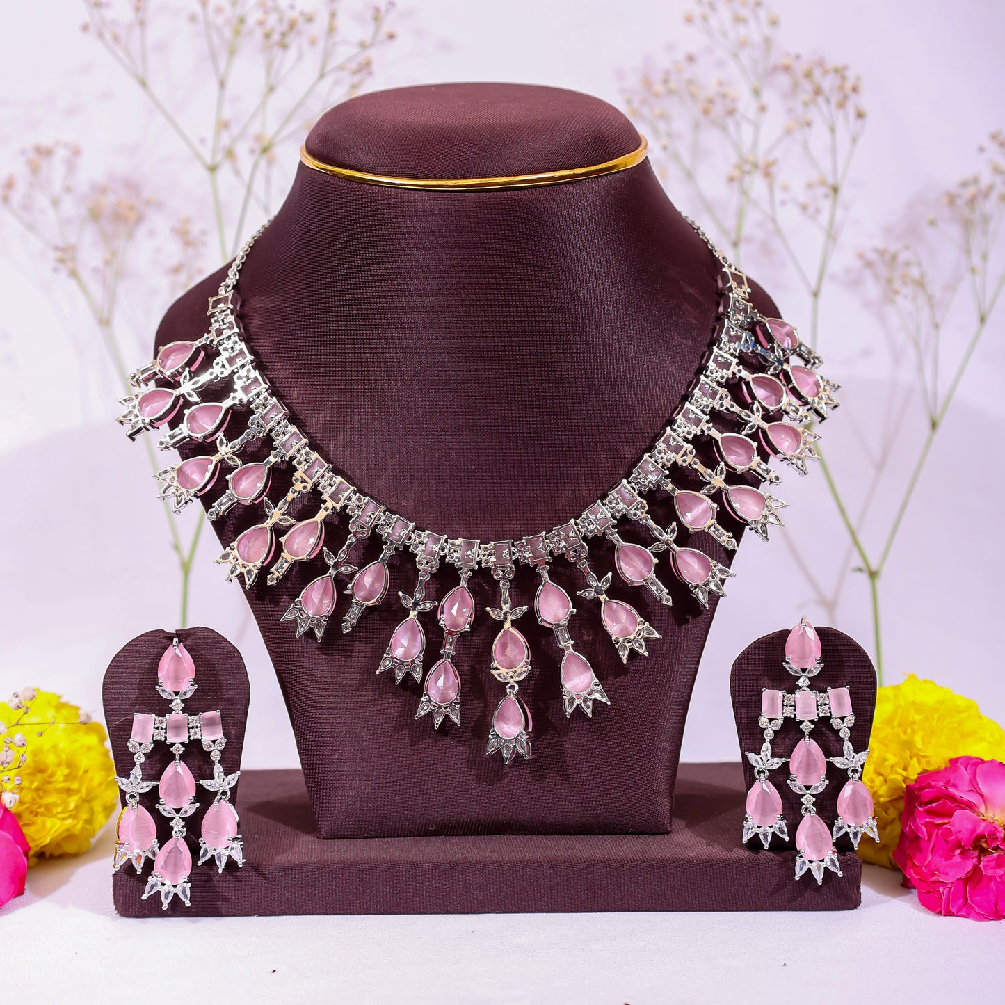 The Aurora Pink Choker & Earring Suite