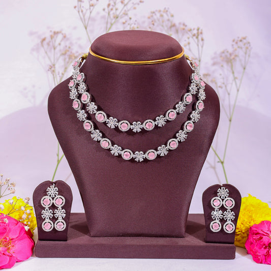 Blush Bloom Dual-Layer Necklace Set