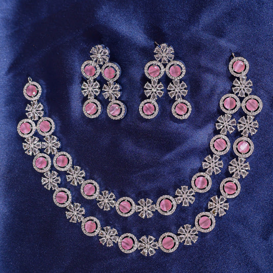 Blush Bloom Dual-Layer Necklace Set