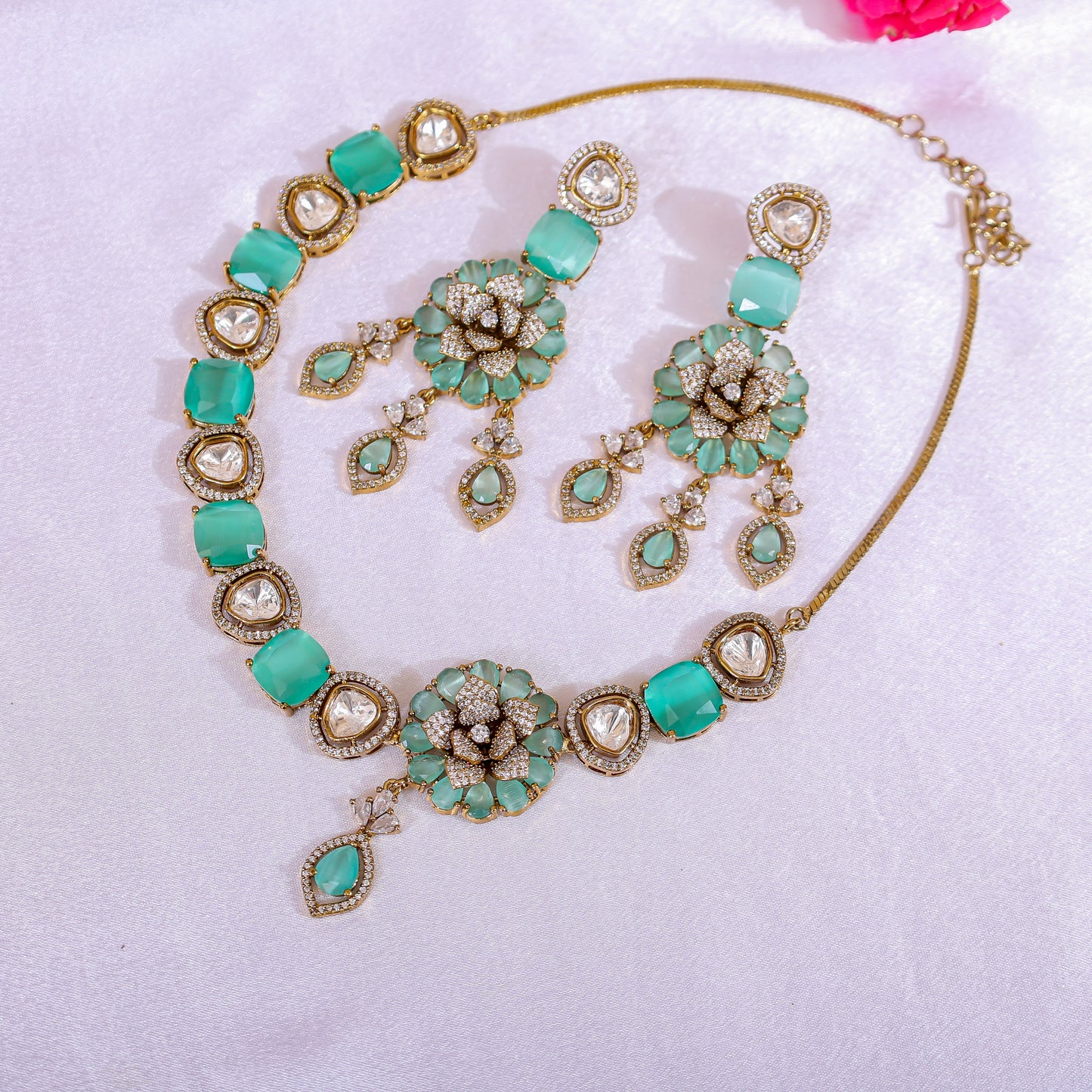 The Mint Flora Polki Set