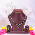 Emerald Green AD Leaf Motif Necklace Set