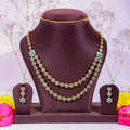 Pastel Floral Charm: 2-Layer Mint & CZ Gold-Plated Set