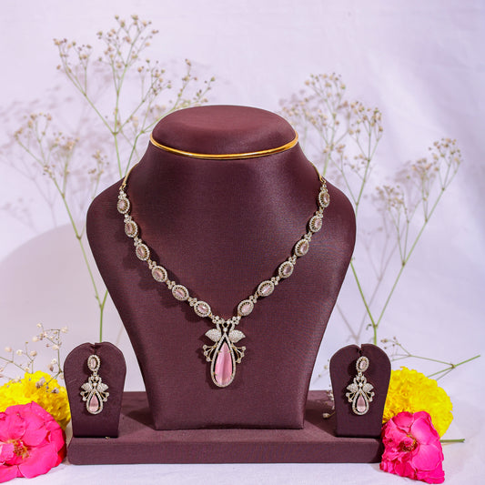 Blush Pink & Gold Floral Motif Jewelry Set