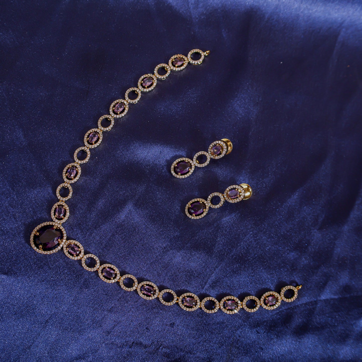Violet Sparkle Halo Necklace Set