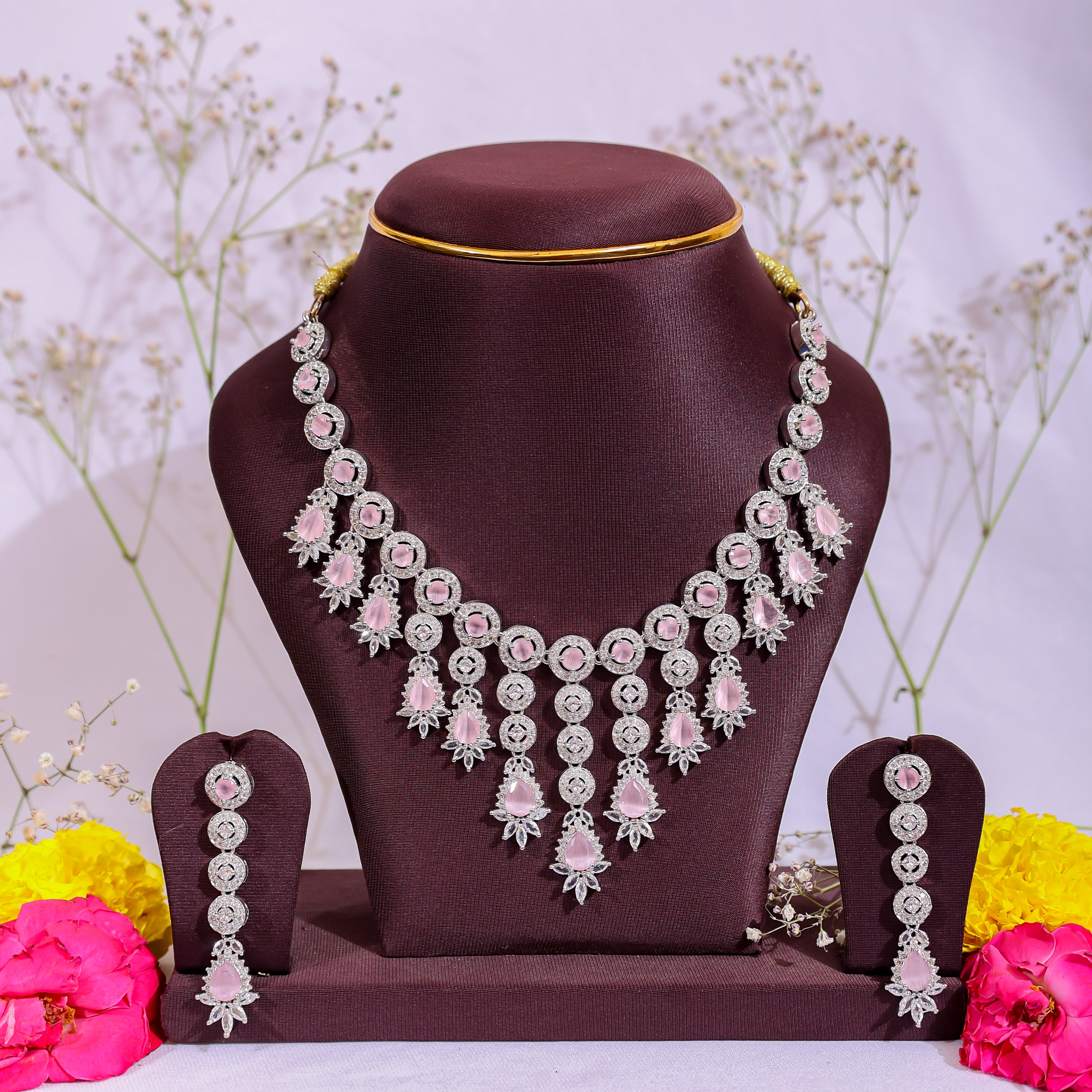 Rose Aura teardrop Choker & Earring Set