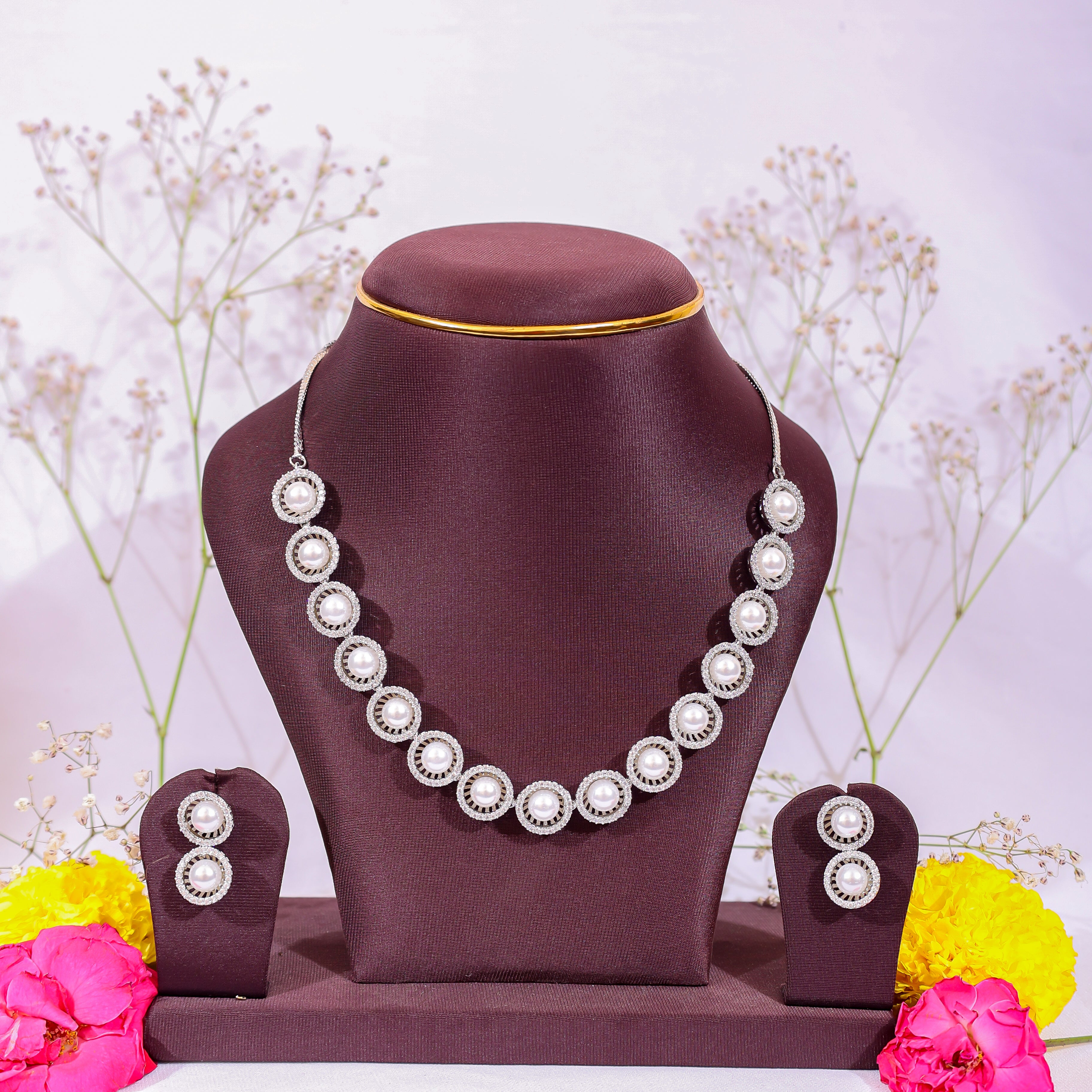 Luminous Orbit Choker & Drop Earrings