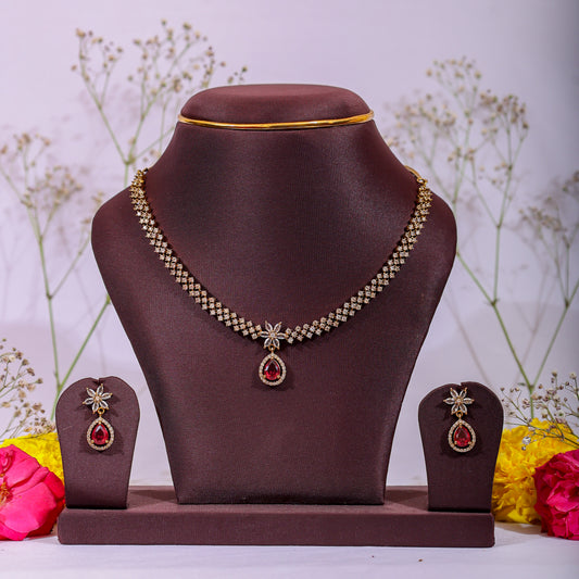 The Ruby Radiance Teardrop Necklace Set