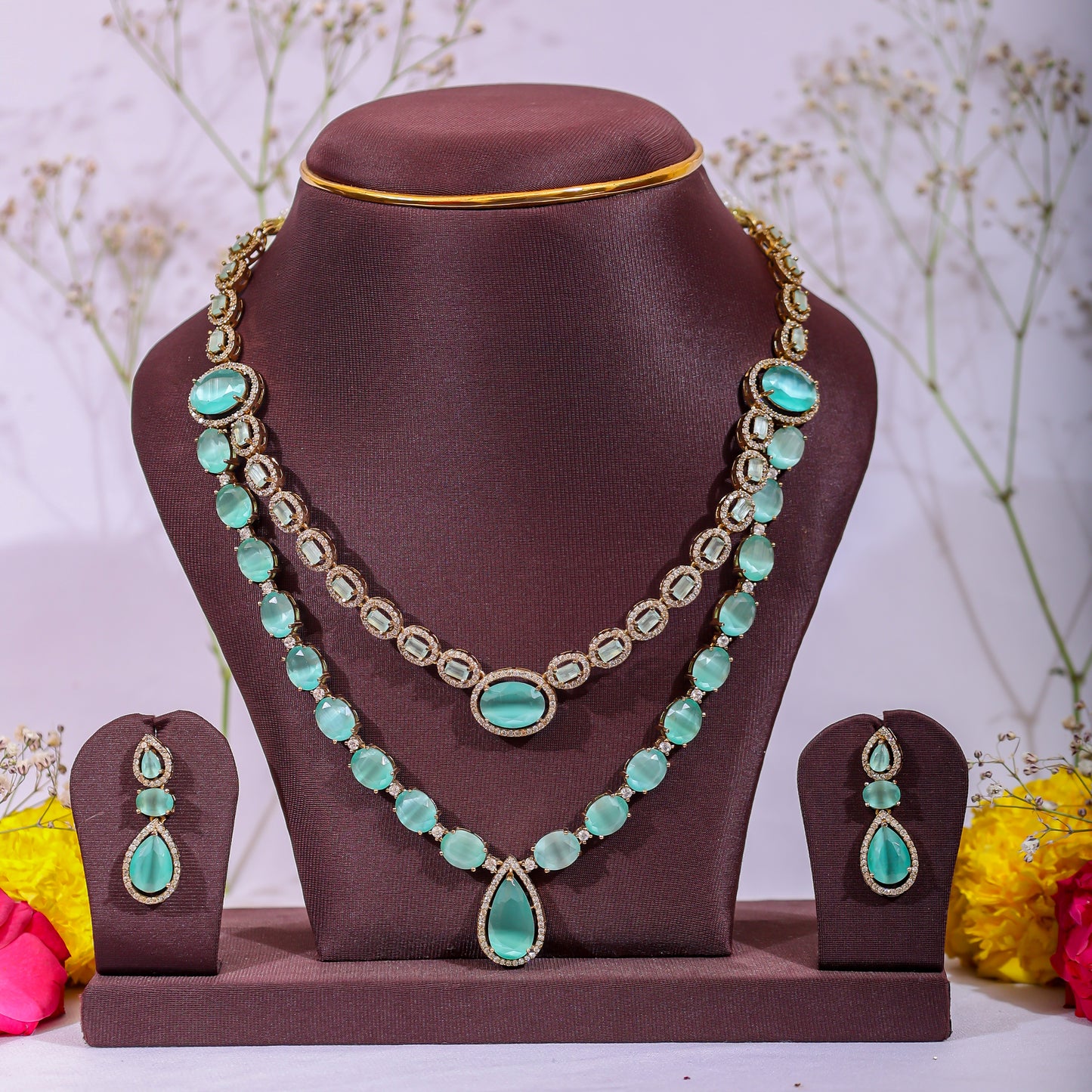 Teal Radiance Polki Statement