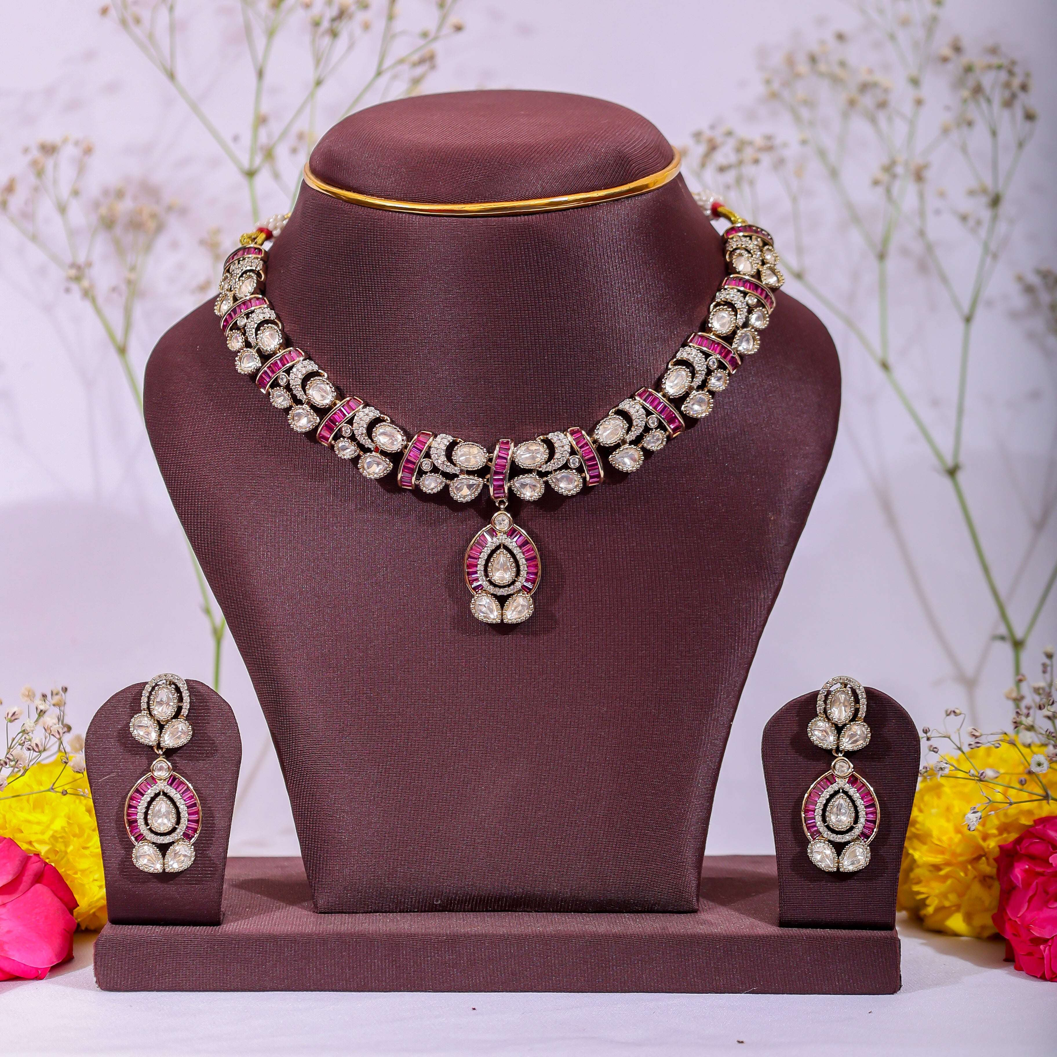 Gulabi Polki Choker Suite