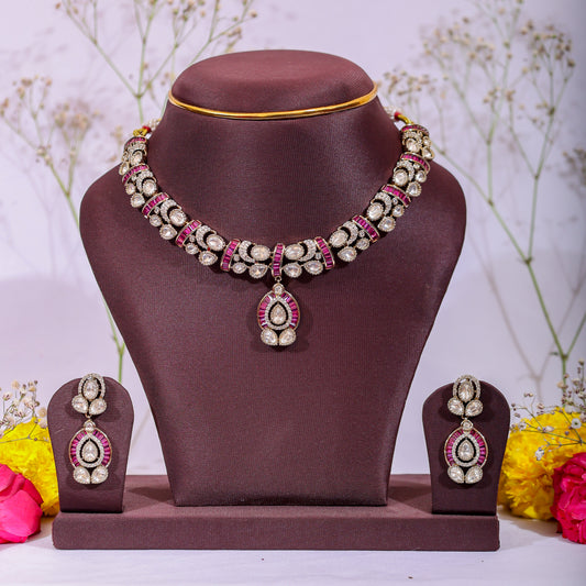 Gulabi Polki Choker Suite