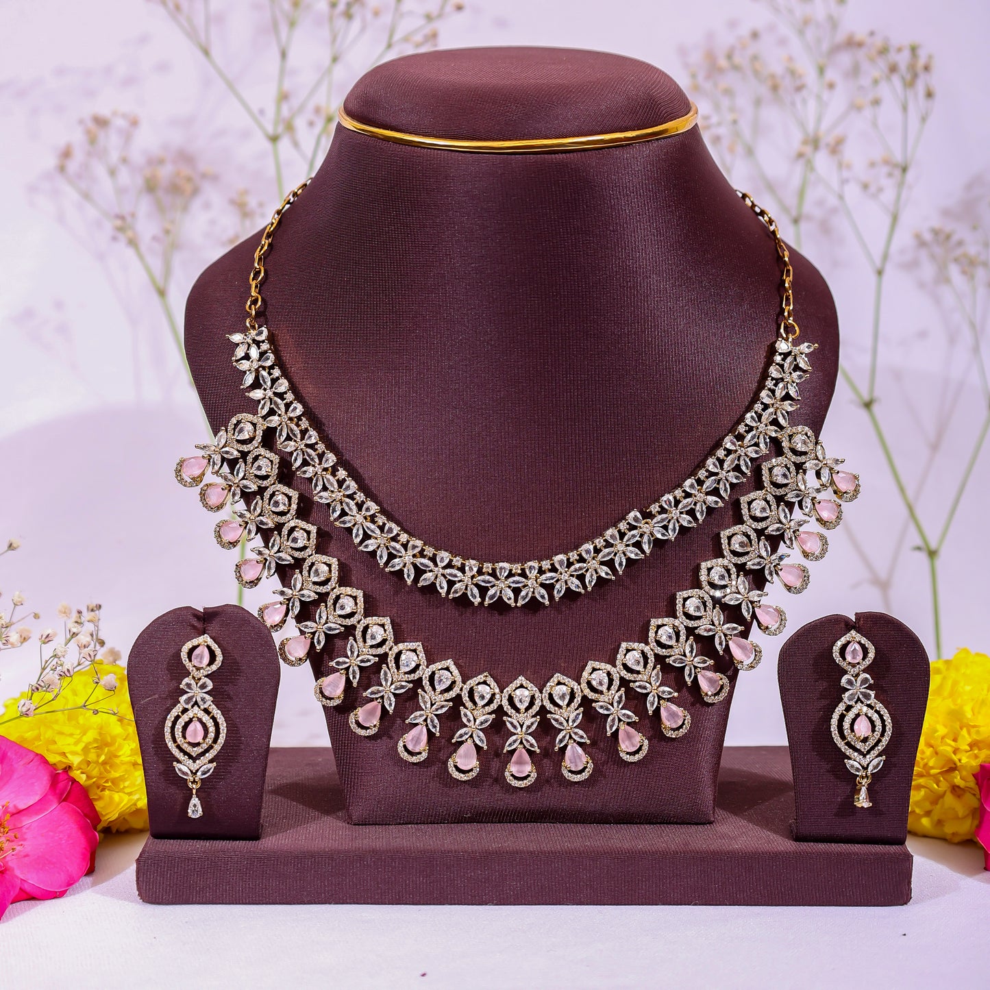 The Rose Blush Dual-Layer AD Necklace Set