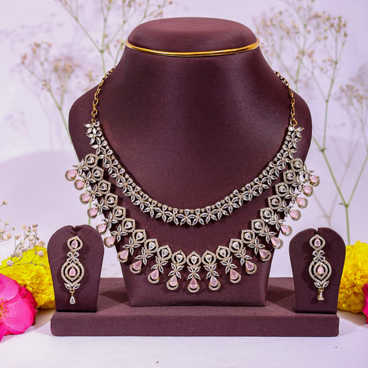 The Rose Blush Dual-Layer AD Necklace Set
