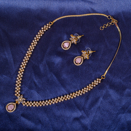 The Rose Blush Floral AD Necklace Set