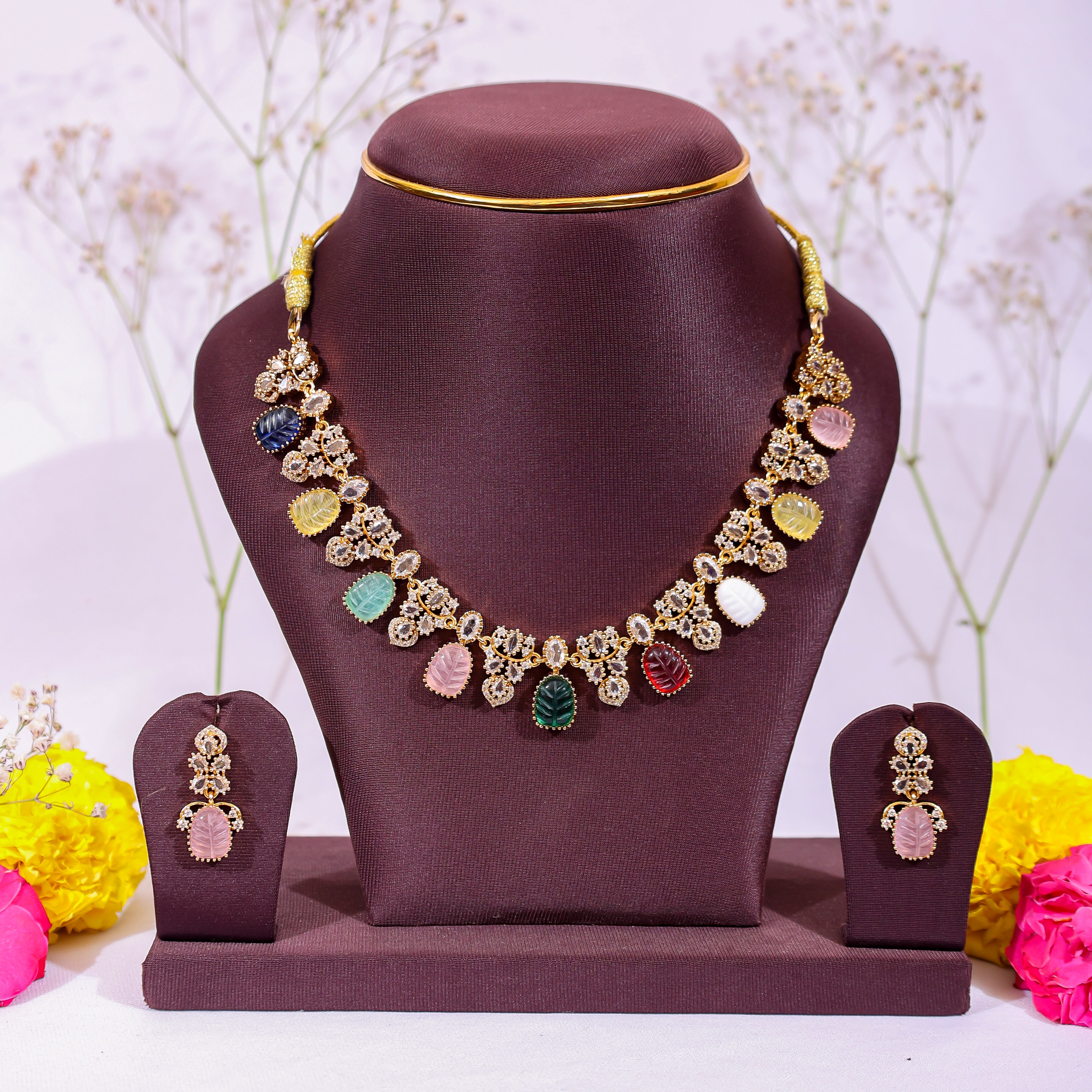Navrang Carved Stone Choker Set