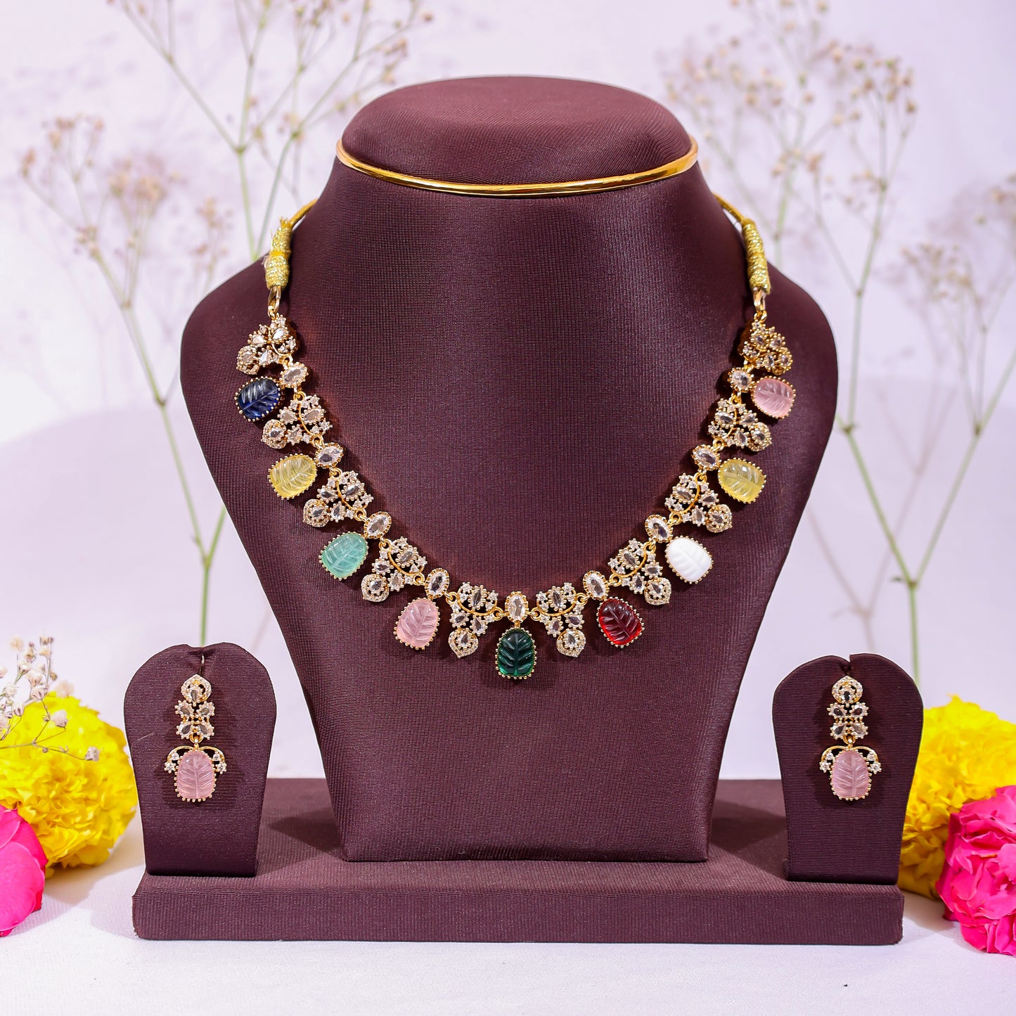 Navrang Carved Stone Choker Set