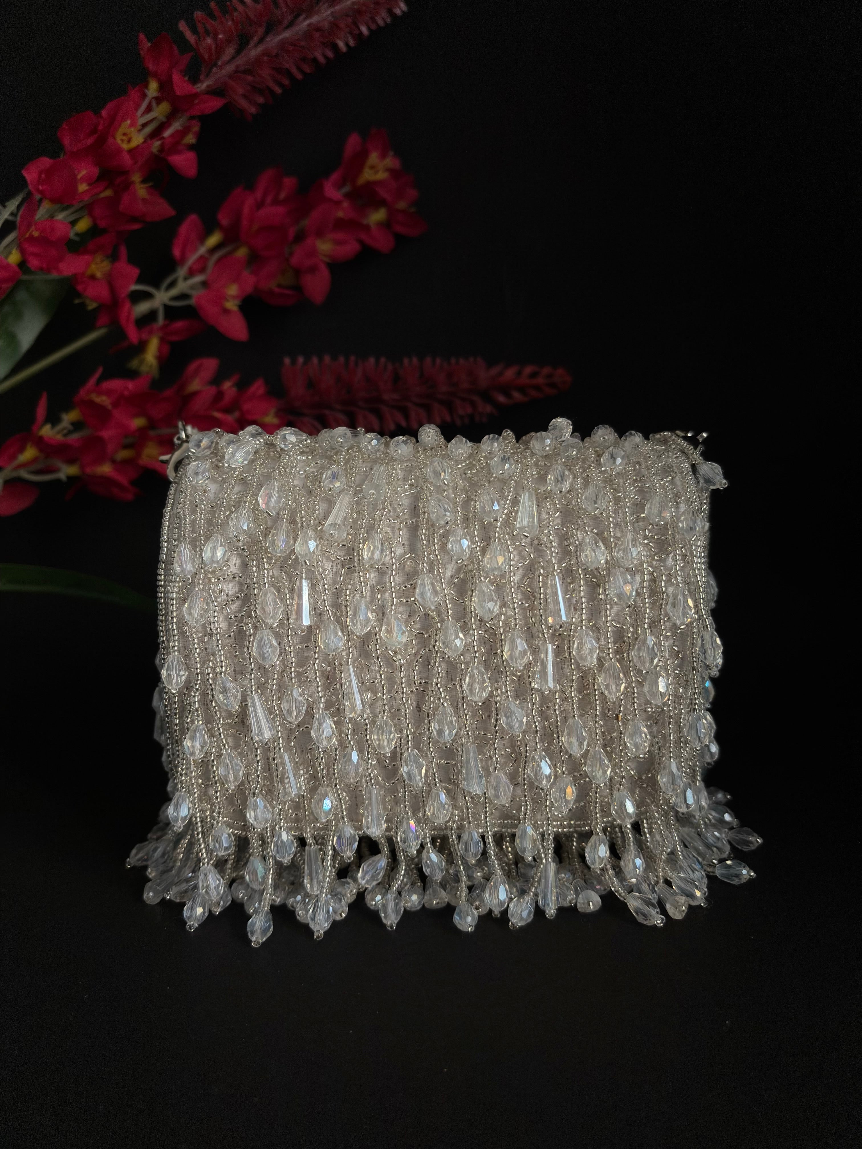 Shimmering Crystal Fringe Purse