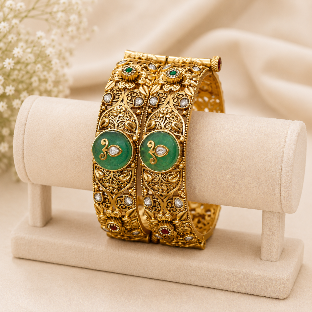 Divine Om Motif Emerald Kada